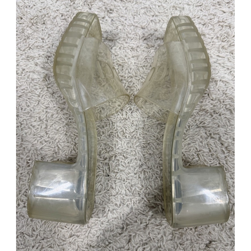 GUCCI Womens Clear Translucent Block Heel Slide Sandals EU 38 US 8 Summer Luxury - Picture 7 of 13